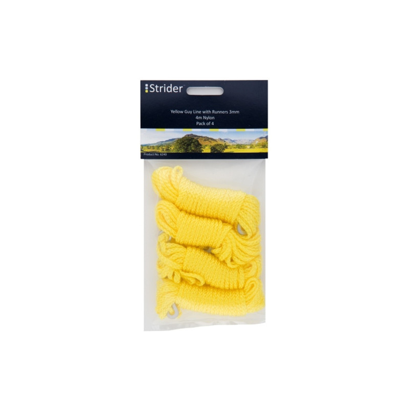 Strider Set 4 snururi pentru intinderea cortului 4m Galben 6