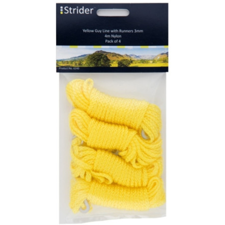 Strider Set 4 snururi pentru intinderea cortului 4m Galben 6