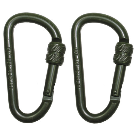Set 2 bucati Carabina, Carabiniere Kaki cu blocare 8mmx8cm M