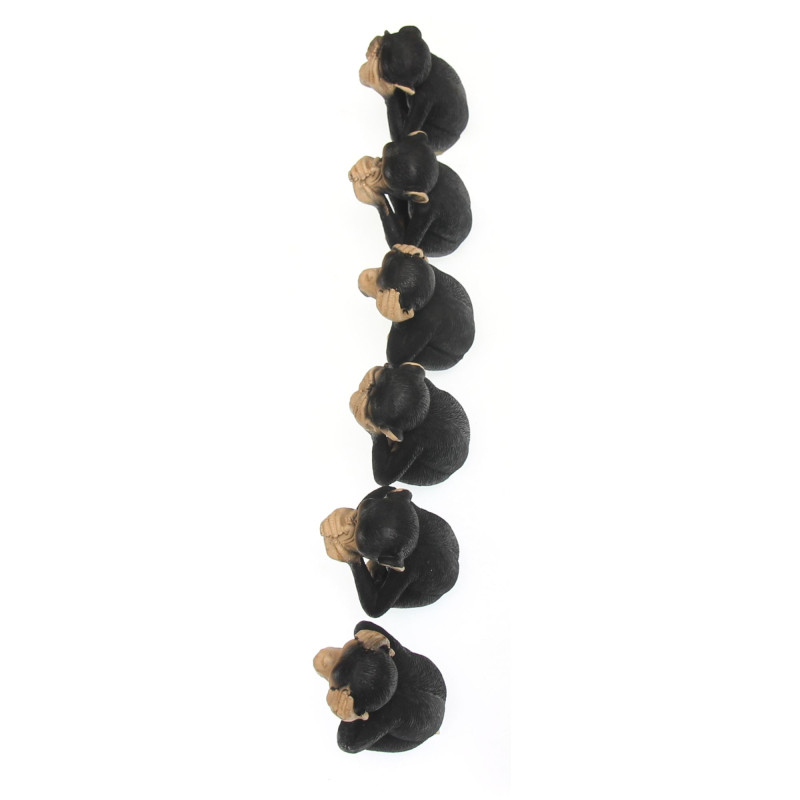 Set 6 figurine maimute intelepte, Nu vad, Nu aud, Nu vorbesc, 9cm, decorat 360grade Tole 10 Imperial 39710