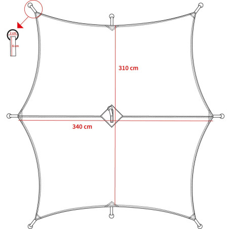 Prelata Fas, Plane, "Hexagon-Tarp", 340 x 310 cm, Oliv MFH 32418B