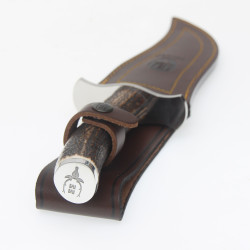 Cutit Cercetas / Vanator, Teaca Piele Corn Cerb, Lama Inox 19cm, Muela Apache 2