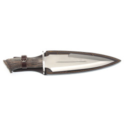 Cutit Cercetas / Vanator, Teaca Piele Corn Cerb, Lama Inox 25cm, Muela DUQUE-25S 2