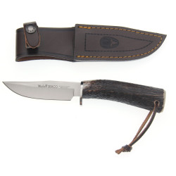 Cutit Cercetas / Vanator, Teaca Piele, Lama Inox 11cm, Muela Braco-11A