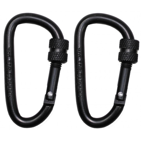 Set 2 bucati Carabina, Carabiniere Negre cu blocare 6mmx6cm MFH 27535A