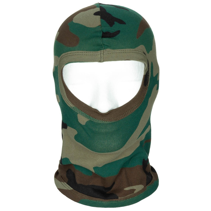 Cagula Bumbac, Subtire si Elastica Adult Balaclava "1 gaura" woodland MFH 10902T