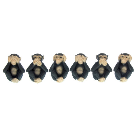 Set 6 figurine maimute intelepte, Nu vad, Nu aud, Nu vorbesc, 9cm, decorat 360grade Tole 10 Imperial 39710
