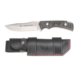 Cutit Cercetas / Vanator / Tactic, Teaca Piele, Lama Inox 13cm,  Muela CRUSADER-13M