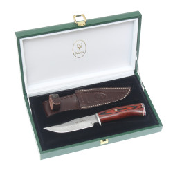 Cutit Cercetas / Vanator, Teaca Piele, Lama Otel DAMASC 576straturi, 11cm, Muela BRACO-11DAM.M