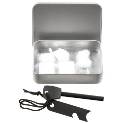 Set Amnar / Cremene cu bumbac si pastile pentru aprins focul, MFH 27105