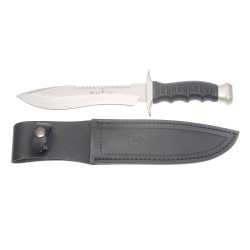 Cutit Cercetas / Vanator, Teaca Piele, Lama Inox 17.5cm, Muela 85-182